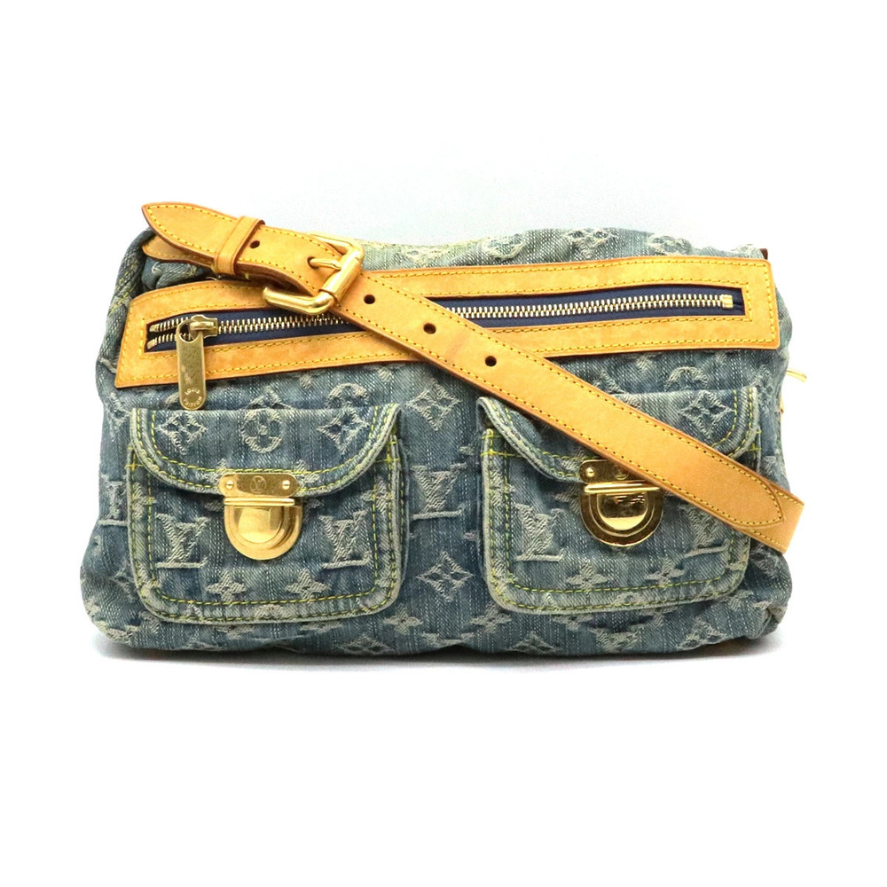 Louis Vuitton Monogram Denim Baggy Shoulder Bag Long Crossbody Blue